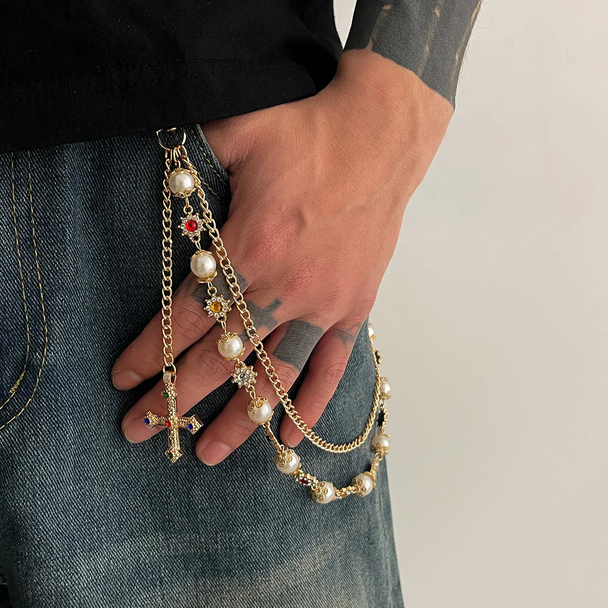 Cross Pearl Wallet Chain